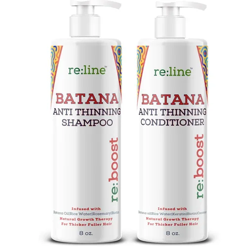 Biotin & Batana Oil Shampoo and Conditioner Set – Champú y acondicionador para el crecimiento del cabello con agua de arroz y aceite de romero para
