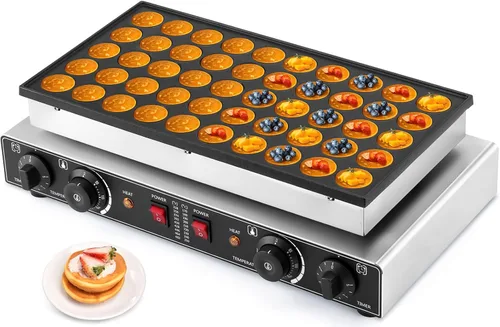 Miniatura 8 de LANUEVA Mini panquequera holandesa con receta, 25 piezas de 1.8 pulgadas, máquina de panqueques eléctrica con revestimiento antiadherente, acero