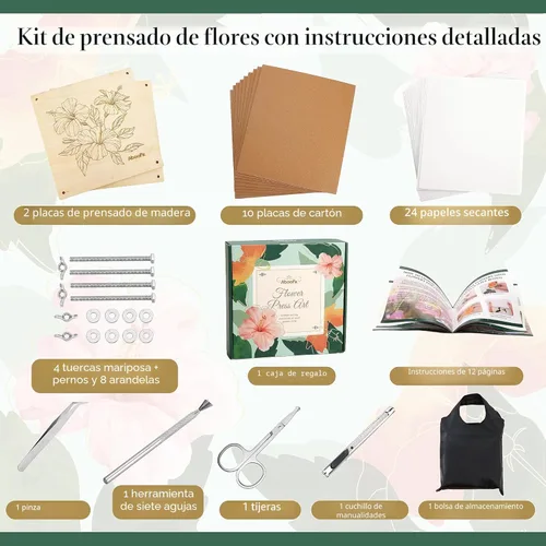 Miniatura 6 de Aboofx Kit de prensa de flores, kits de manualidades de 11 x 11 pulgadas, kit de prensado de flores de madera de 10 capas para manualidades, prensa