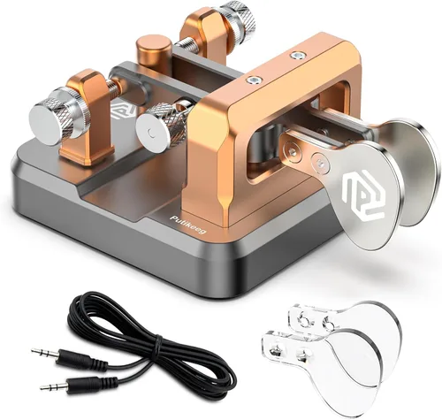Miniatura 8 de CW Key Morse Code Key Morse Telegraph Key Morse Code Key Aleación de aluminio CW Código Morse clave Base cuadrada Azul
