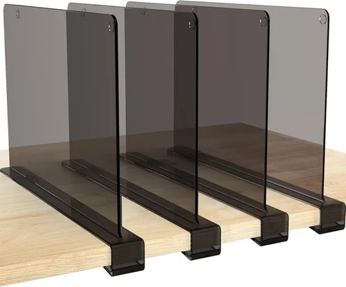 Miniatura 45 de HBlife 12 piezas de divisores de estante de acrílico transparente, organizador vertical de bolsos para armario, perfecto para suéteres, camisas