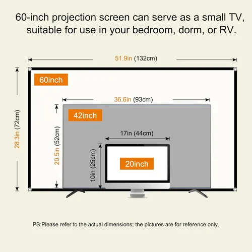 Miniatura 2 de Pantalla de proyector plegable de 60 pulgadas, XINLEMY 4K 16:9 HD, pantalla de proyección portátil de cine de doble cara para cine en casa, patio