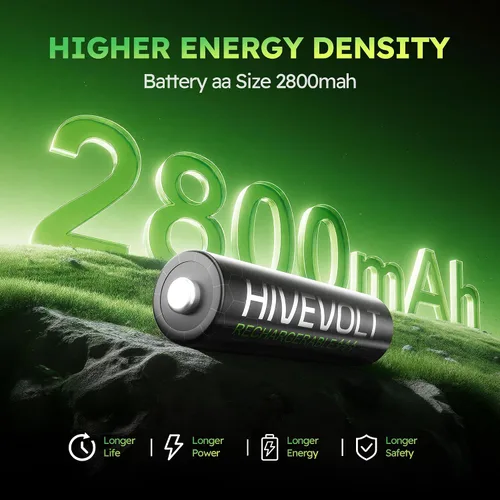 Miniatura 2 de Baterías AA recargables, 2800 mAh de alta capacidad doble A batería NiMH baja autodescarga, 12