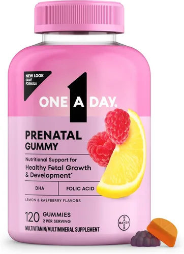 Gomitas de vitaminas prenatales One A Day para mujeres - Vitaminas para el embarazo para mujeres con ácido fólico, DHA, yodo, gomitas prenatales,
