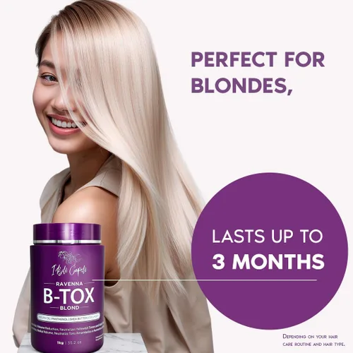 Miniatura 5 de I Belli Capelli Tratamiento Ravenna B-tox para cabello rubio, 35.2 oz (1kg) - Sin formaldehído, acción anti-encrespamiento, suavizante, hidratación