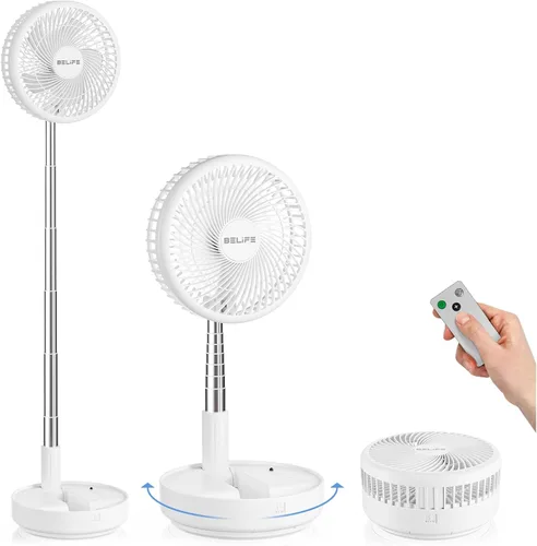 Miniatura 9 de Belife X8-Lite - Ventilador portátil, recargable con batería de 7200 mAh, ventilador de piso de escritorio USB con control remoto, ventilador Negro