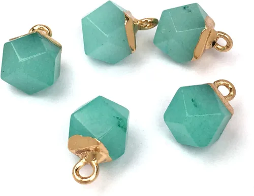 Miniatura 4 de QSLLER 10 dijes de ágata de piedra natural, colgantes de cuarzo de ágata facetada, dijes para bricolaje para hacer collares o joyas