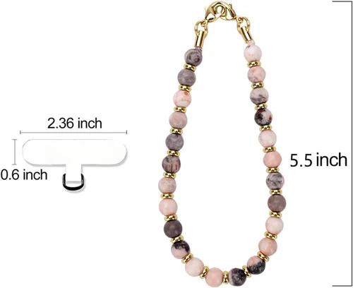 Miniatura 6 de VICHUNHO Correa de muñeca para teléfono con cuentas de mármol, cordón para celular con pestaña de sujeción, pulsera de muñeca manos libres Jaspe