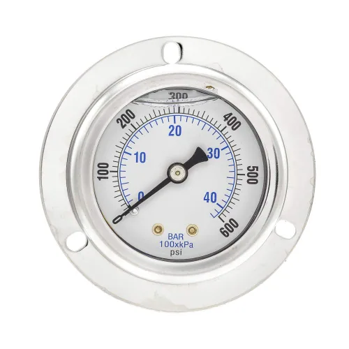 Miniatura 16 de PIC Gauges 204L-404F Manómetro de presión relleno de glicerina con brida frontal con carcasa SS/bisel, internos de latón, lente de PC, esfera de 4
