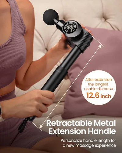 Miniatura 3 de NAPRE Pistola de masaje plegable con mango de extensión y 5 ángulos ajustables, masaje de espalda de tejido profundo para alivio del dolor