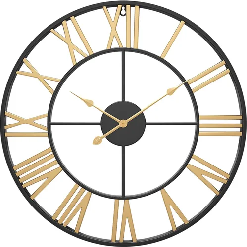 Miniatura 11 de Relojes de pared grandes sin tictac, silenciosos, de 30 pulgadas, funciona con pilas, de gran tamaño, de metal, números romanos redondos, relojes