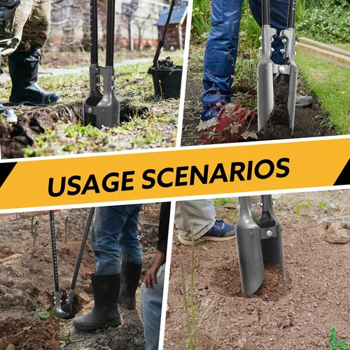 Miniatura 7 de Excavadora de agujeros para postes de alta resistencia con mango de fibra de vidrio manual, 58 pulgadas