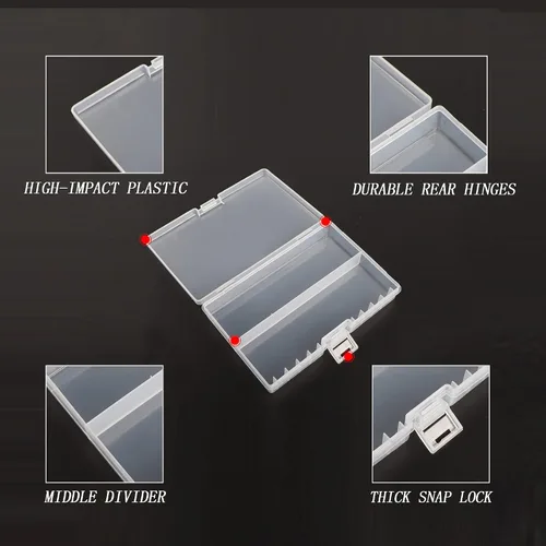 Miniatura 3 de Caja de almacenamiento de baterías, caja organizadora portátil de pilas AA con capacidad para 48 pilas AA, plástico aislante color transparente