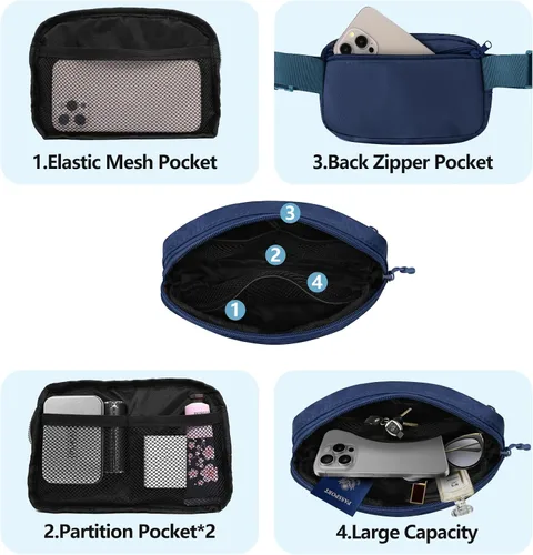 Miniatura 3 de Riñonera cruzada para mujeres y hombres, bolsa para cinturón para senderismo con correa ajustable, riñonera para correr, entrenamiento, deportes