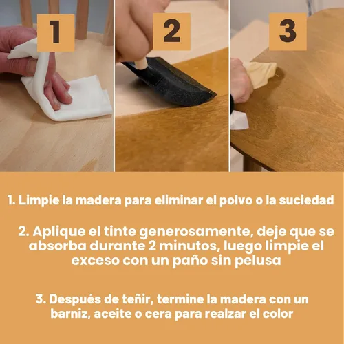 Miniatura 8 de Furniture Clinic Tinte para madera Teca A base de agua Secado rápido, bajo olor y no tóxico para muebles de interior y exterior y más