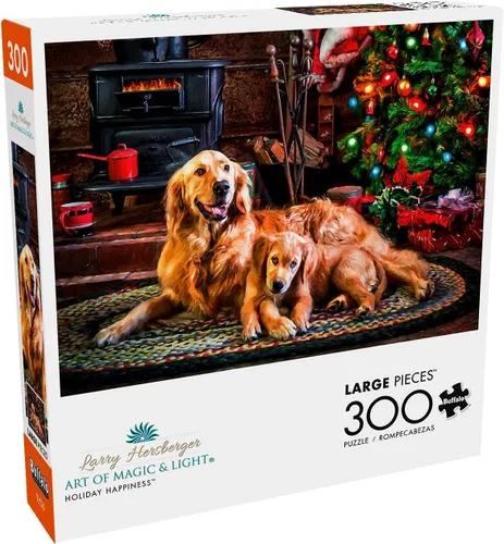 Buffalo Games - Rompecabezas de 300 piezas - Perros bajo el árbol - Rompecabezas de escena navideña para adultos y familias - Perfecto para los