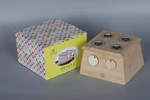 Miniatura 3 de Caja de madera de cuatro agujeros para la terapia Moxa Moxibustión (Rectángulo)
