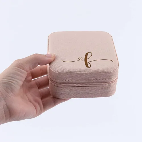 Miniatura 4 de Joyero con iniciales letra F, regalo para mujeres y niñas, organizador de joyas de viaje, estuche de almacenamiento para aretes, anillos, collares