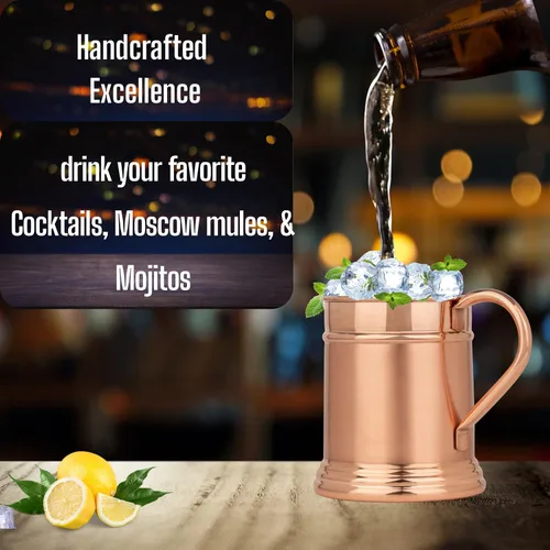Miniatura 8 de Taza grande de cobre Moscow Mule de 18 onzas, taza de cobre 100% puro hecha a mano sólida – por dentro y por fuera Mantiene las bebidas súper