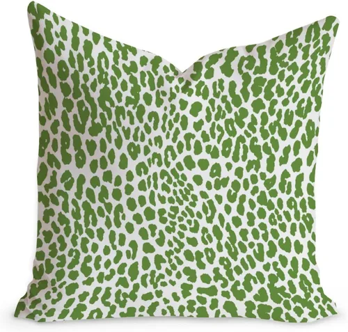 Miniatura 26 de Funda de cojín decorativa con estampado de guepardo verde peridoto para sofá, funda de almohada verde crema con estampado de leopardo con A-16