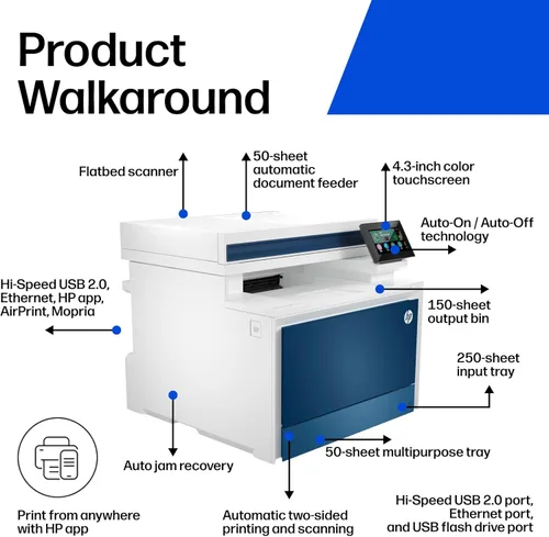 Miniatura 3 de HP Impresora Color LaserJet Pro MFP 4301fdn, impresión, escaneo, copia, fax, configuración rápida, fácil, impresión móvil, seguridad avanzada, lo