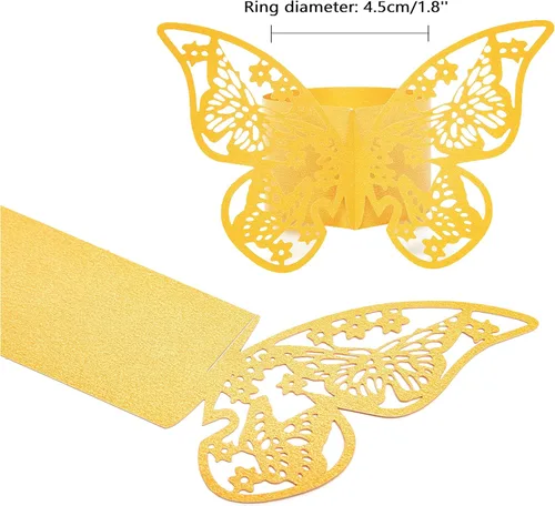 Miniatura 3 de 100 servilleteros, servilleteros de papel de mariposa 3D para lugares, recepciones de boda, cenas o fiestas de vacaciones, reuniones familiares