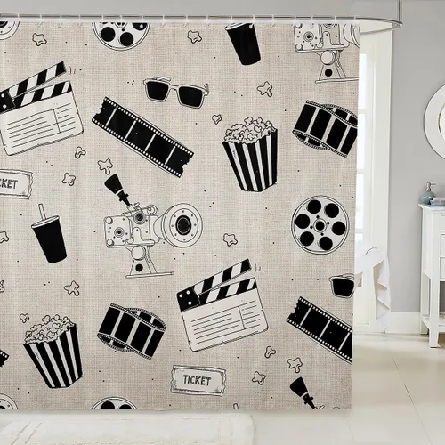 Miniatura 17 de Homewish Cortina de ducha con diseño de perros, juego de cortina de ducha de automóvil verde para niños y adultos, cortina de baño de verano