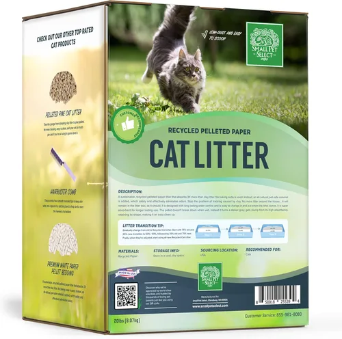 Miniatura 3 de Small Pet Select Arena de papel peletizado reciclado para gatos, arena para gatitos, pellets no aglomerantes para gatos, para uso con caja de arena