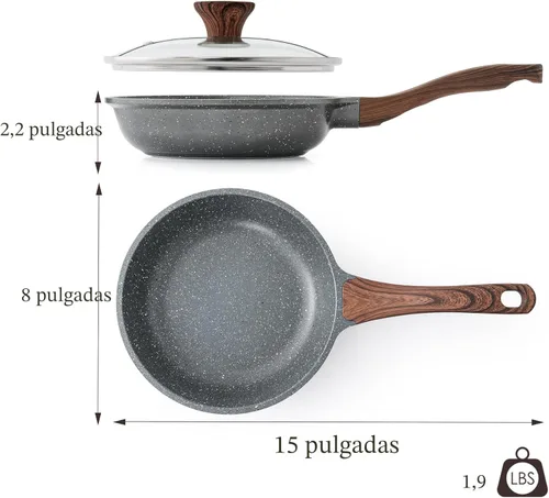 Miniatura 7 de SENSARTE Sartén antiadherente con tapa, sartén para tortillas con tapa, sartén para huevos saludables para chef, sartén de cocina, sin PFOA