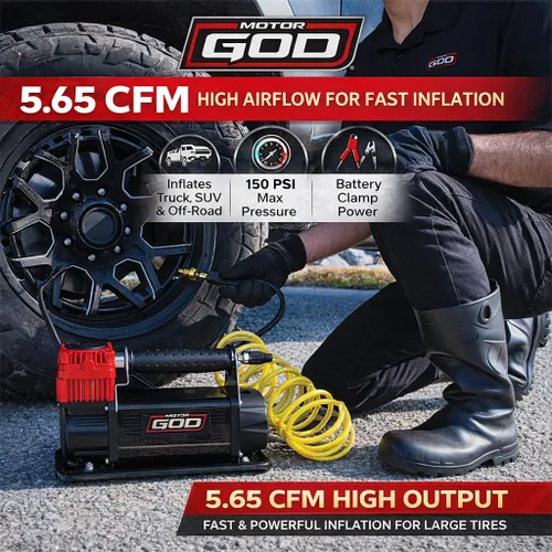 Miniatura 4 de Compresor de aire portátil de 12 V, inflador de neumáticos de alta resistencia de 5.65 CFM para camiones, SUV y vehículos todoterreno, bomba de aire