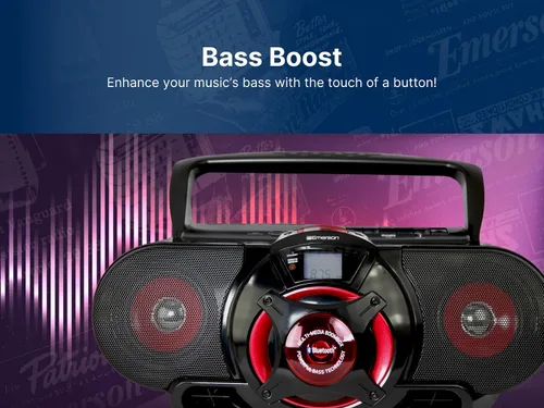 Miniatura 5 de Emerson EPB-3002 Boombox portátil Bluetooth, radio estéreo MP3/CD AM/FM con reproductor/grabador de cassette, subwoofer y entrada USB