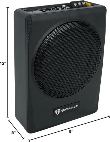 Miniatura 10 de Rockville Subwoofer delgado bajo el asiento amplificador integrado, carcasa de aluminio, control remoto, perfecto para audio de coche/camión