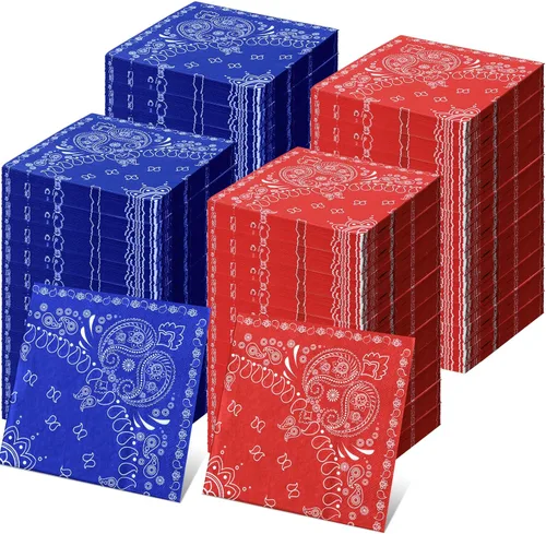Miniatura 9 de Teling 200 servilletas tipo bandana del oeste de 2 capas, servilletas de papel desechables a granel con estampado de cachemira para suministros