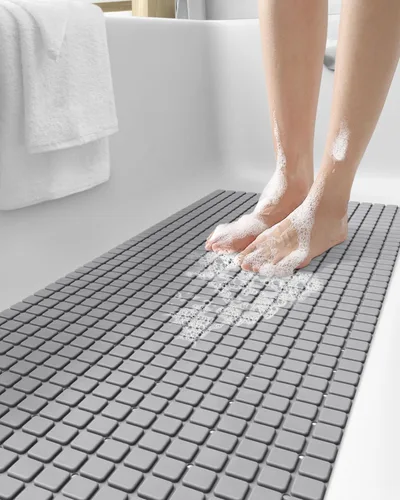 Miniatura 18 de DEXI Alfombrilla de Tina Antideslizante 16x35, Alfombrillas de Ducha para Baño y Tina, Alfombrilla de Baño Ovalada Lavable con Ventosas y Orificios