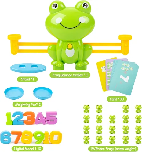 Miniatura 8 de Juguetes de conteo de equilibrio de rana, juegos de matemáticas geniales para niños y niñas, juguete educativo de números para preescolar, divertido