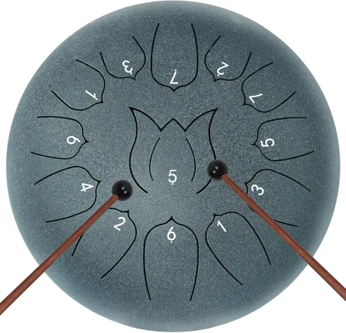 Miniatura 14 de Tambor de lengua de acero con 11 notas de 6 pulgadas con bolsa de tambor, libro de música, mazos de tambor, soporte para mazo, púas de dedos y Azul