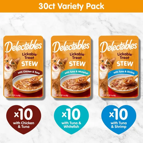 Miniatura 6 de Delectables Lickable Treat Stew Wet Cat Treats - Paquete variado de golosinas para gatos, hidratante, sin granos, sin rellenos, sin subproductos