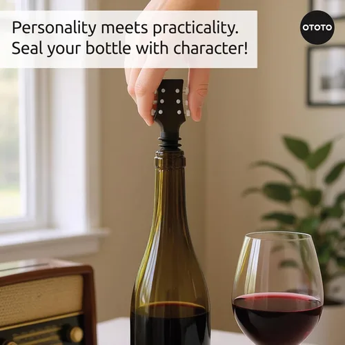 Miniatura 3 de OTOTO Juego de 2 tapones de vino – Tapón para botella de vino bajo y guitarra, divertidos corchos de vino, accesorios de vino, tapón de champán
