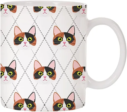Miniatura 21 de Adorable Cat Breed Design Argyle Pattern Taza de café de cerámica (abisinian)
