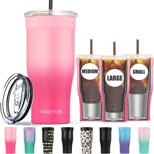 Miniatura 12 de Funda universal para café helado - Funda aislante reutilizable de acero inoxidable de doble pared mejorada para bebidas frías, se ajusta a tazas