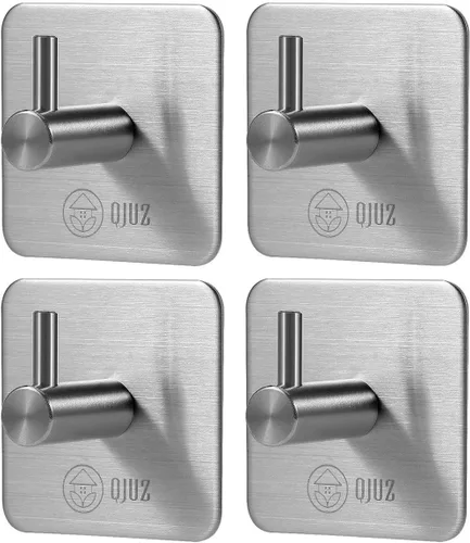 Miniatura 11 de QJUZ Gancho para bata de doble punta, ganchos adhesivos, ganchos de pared resistentes, ganchos para toallas de acero inoxidable, gancho de ducha