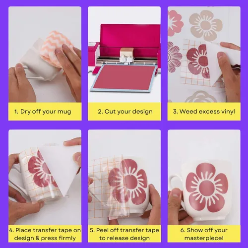Miniatura 7 de Frisco Craft Cinta de transferencia de tachuelas prémium para vinilo, con rejilla de alineación y respaldo de papel, perfecta para vinilo Rejilla