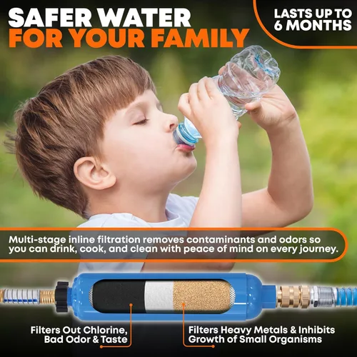 Miniatura 4 de Kit de Agua Dulce para RV con Manguera de Agua Potable y Sanitaria - Regulador de Presión de Agua para RV, Filtro, Conectores de Manguera, Kit