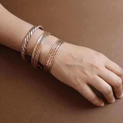 Miniatura 21 de Pulseras de cobre para hombres y mujeres Juego de 3 con caja de regalo Hecho a mano 100% cobre Regalo para mujeres y hombres
