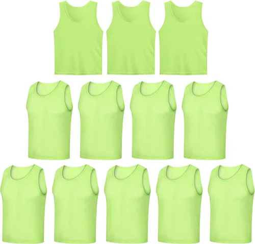 Miniatura 11 de Paquete de 12 chalecos Scrimmage, camisetas de entrenamiento de equipo/pinnies deportivos/camisetas de práctica/baberos de fútbol con bolsa de Azul