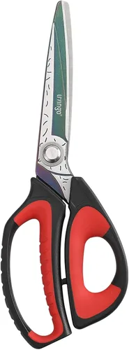 LIVINGO Tijeras Multiusos de Servicio Pesado de 10", Herramienta de Acero Inoxidable Forjado con Revestimiento de Titanio Premium, Tijeras Rojo