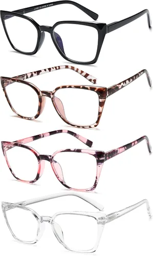 Miniatura 2 de EYEURL Paquete de 4 lentes de lectura con diseño de ojo de gato para mujer, lentes de bloqueo de luz azul, para lectura de computadora a la moda