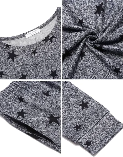 Miniatura 6 de Ekouaer - Pijama para mujer, de manga larga, con estampado de estrellas, suave ropa de dormir con bolsillos