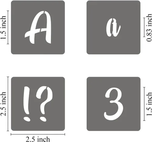 Miniatura 6 de Plantillas de letras del alfabeto de 1.5 pulgadas, paquete de 70 plantillas de letras con números para pintar en madera, plantillas reutilizables