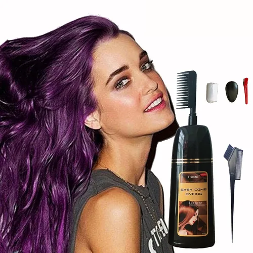 Miniatura 13 de Black Hair Dye Shampoo Permanent YIZHONG Hair Color para el cabello 100% cobertura de canas Mujeres Hombres 3 In2 Easy Comb Dyeing (negro)